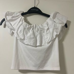 Zara white crop top off the shoulder